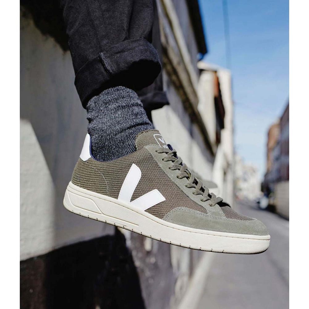 Veja V-12 B-MESH Women's Sneakers Olive | NZ 672JPQ